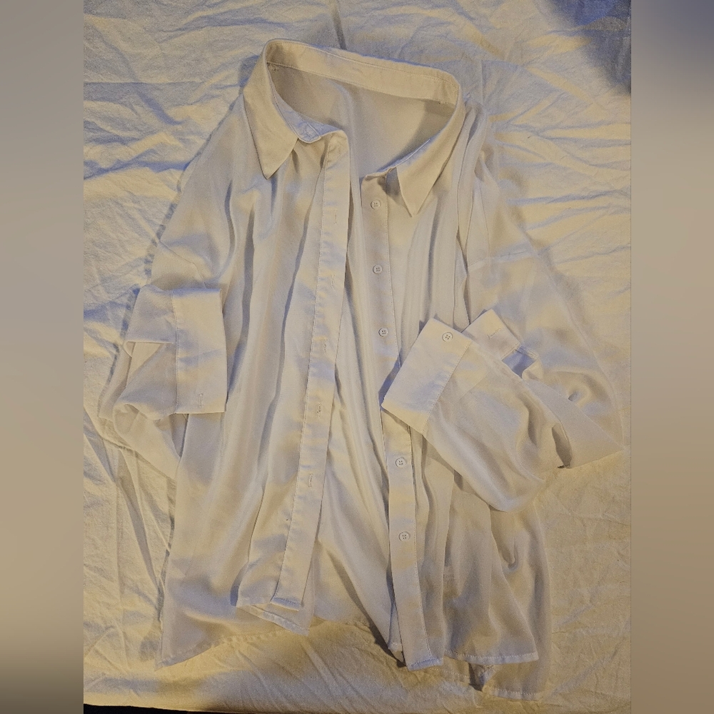 Sheer White Button Up Womens Shirt